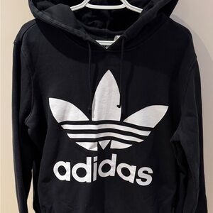 Adidas Trefoil Black Hoodie with White Logo
